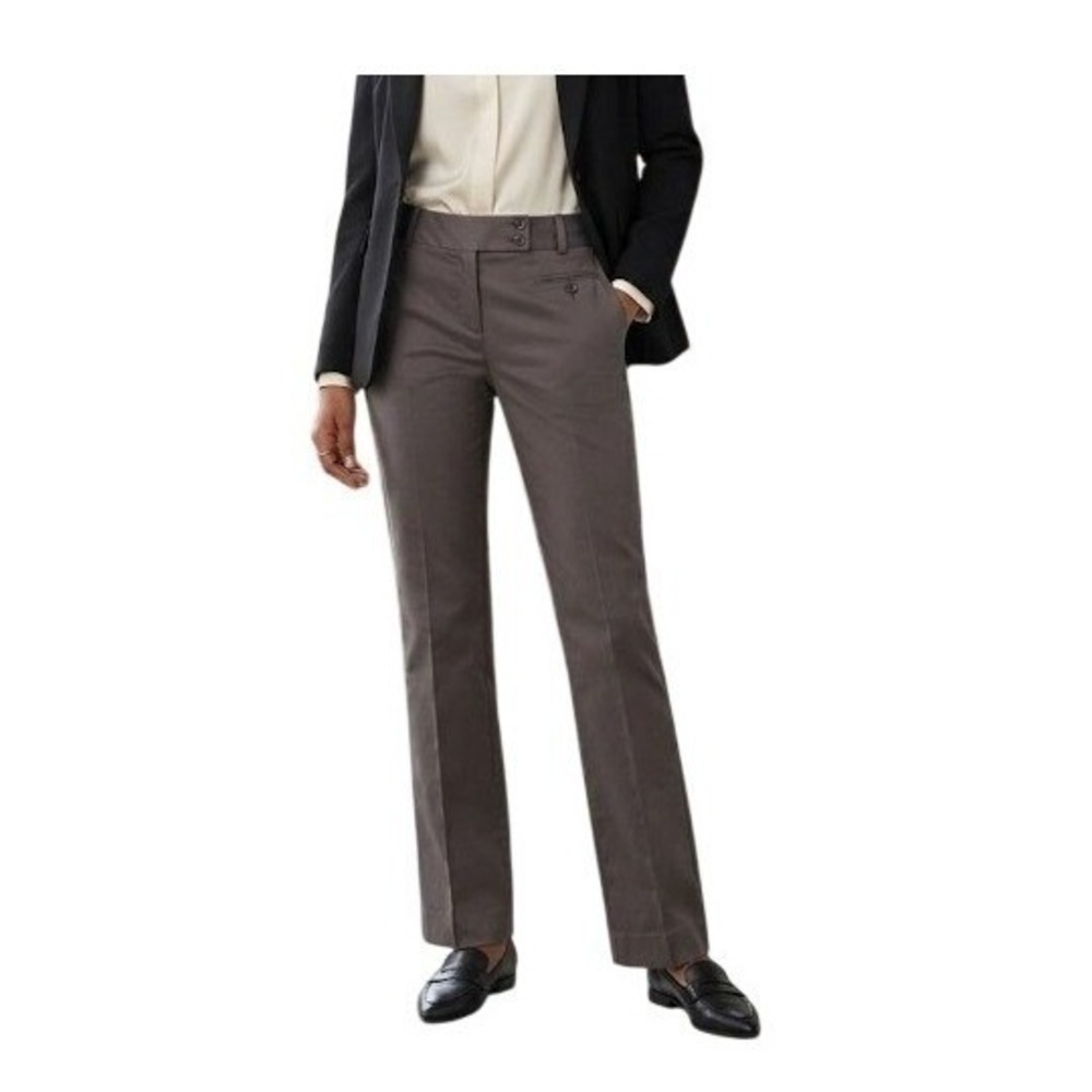 BCBG Maxazria Straight Leg Dress Pants Trousers Gray Cotton Knit Hi-Rise 2